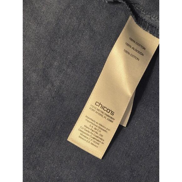 Chico's Foil‎ Print Open Front Jacket Size 2/L Blue to White Ombre Zip Pockets - Picture 8 of 10